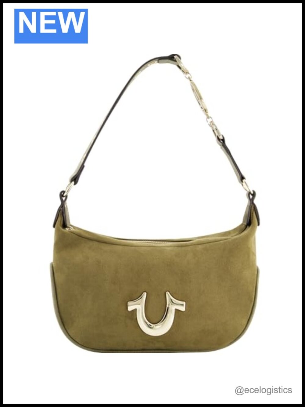 Women's Hobo Handbag with Eyelet Strap Faux Leather Purse with Gold Hardware